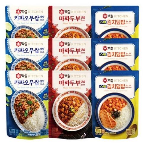 백설 덮밥소스세트(마파두부덮밥+스팸김치덮밥+카카오무쌉덮밥), 3세트, 460g