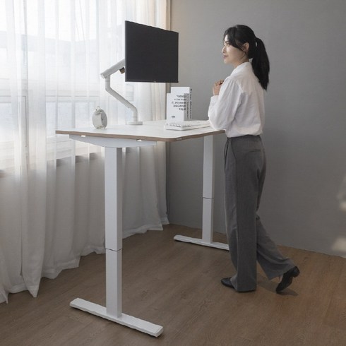 카멜마운트 핏쳐 수동식 모션데스크 스탠딩책상 M1-16 (상판 1600mm + 프레임), 블랙, 화이트