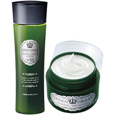 하글링 - 일본직발송 6. 크루드 글링런 2점 세트 [하발 아미노 로션 (화장수 150ML) + 하발 아미노 겔 (올인원 겔, One Size, 젤 100g+화장수 150ml