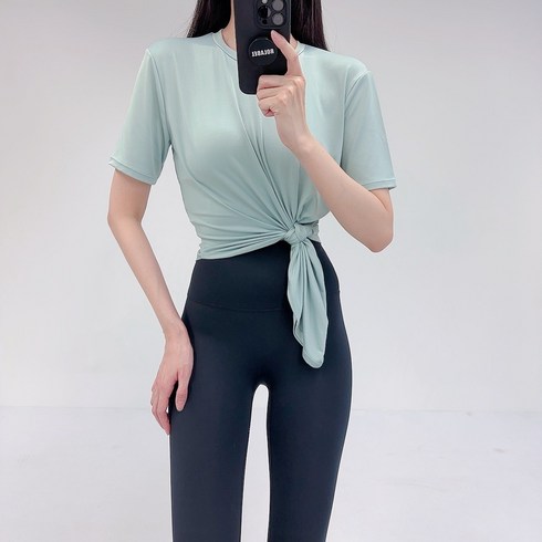 로라벨 로열 루즈핏 3부 5부 반팔 롱티 힙커버 상의 필라테스 요가 운동복