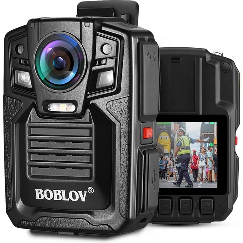 BOBLOV D7바디카메라 바디캠 2K 1440P 액션캠 IP67 방수 및 낙하 방지 적외선 야간 시야 기능, 128GB+GPS