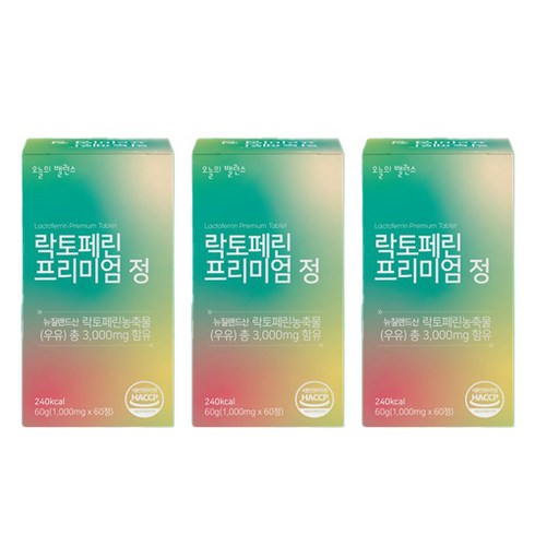 오늘의밸런스 락토페린 프리미엄 정, 60정, 3개