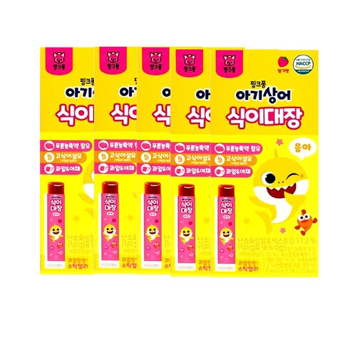 핑크퐁 아기상어 식이대장 과즙팡팡 스틱젤리 딸기맛 5포, 100g, 5개