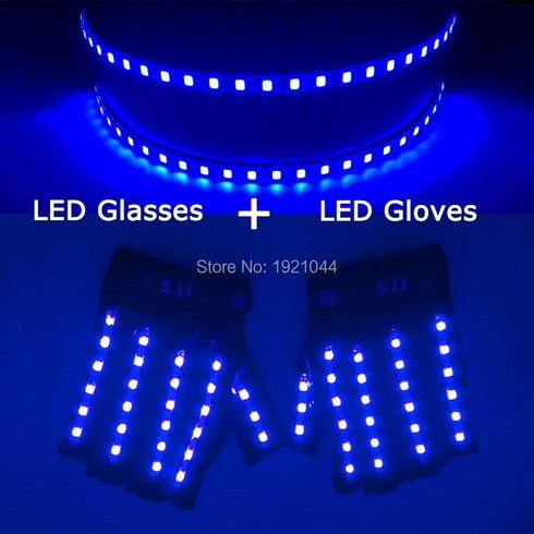 LED 졸라맨 옷 LED 의상 파티 안경 1 개 장갑 쌍 6 가지 색상 사용 가능 신제품 세트 글로우 댄스 장식 레이저 소품, 없음