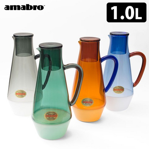 Amabro 아마브로 투톤 물병 카페 카라페피쳐 내열유리 꽃병 일본직구, 단품, 회색