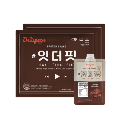 [본사 당일출고]델리스푼 단백질 쉐이크 잇더핏 2주플랜 (더블초코맛 14개입), 40g, 14개