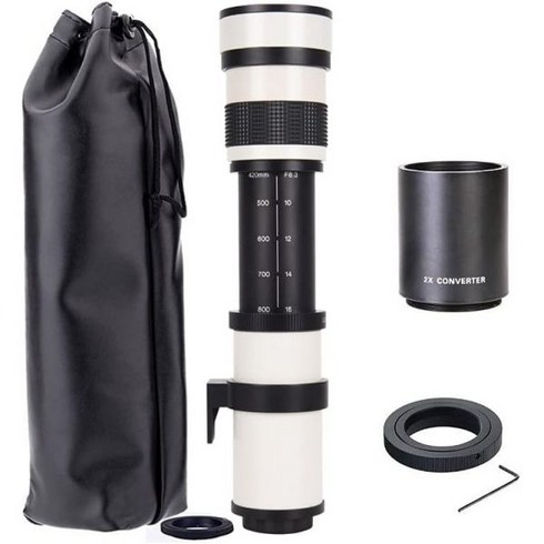 JINTU 420-1600mm 800mm f/8.3 수동 줌 망원렌즈 + 캐논 EOS D