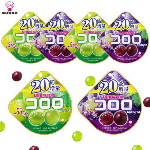 예이니식품 미카쿠토 코로로 젤리 머스캣48g 3개+그레이프48g 3개 (총6개) 과일포도, 3개, 48g