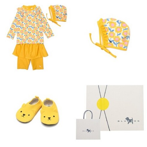 [AK PLAZA] [블루독베이비]썬빅플라워 래쉬가드 스윔슈즈 (YE)