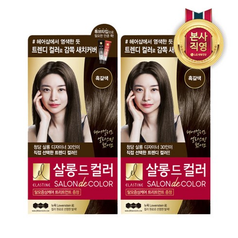 LG 생활건강 엘라스틴 살롱드컬러 염색약 흑갈색 100g x 2개