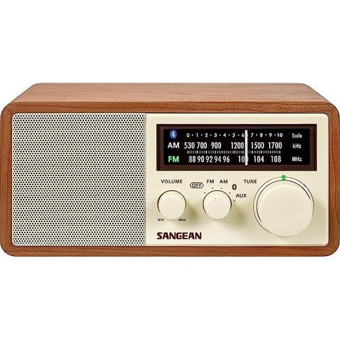 산진 라디오 WR-16SE AM/FM/Bluetooth/Aux-in/USB 전화 충전 45주년 스페셜 에디션 나무 캐비닛 (로즈 골드가 있는 다크 월넛), 호두, 캐비닛 라디오