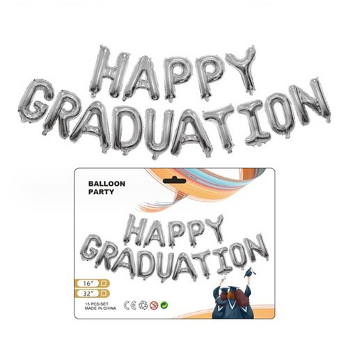 레터링풍선창업 - HAPPY GRADUATION 레터링풍선, 1개, 실버