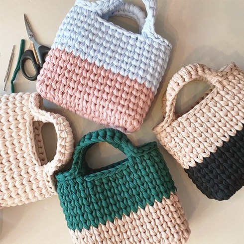 [DIY]마니모바스켓 귀엽고 심플한 패브릭얀 코바늘가방뜨기 패키지, m16-블루그린, 배송요청사항에 기입해주세요^^, 1개