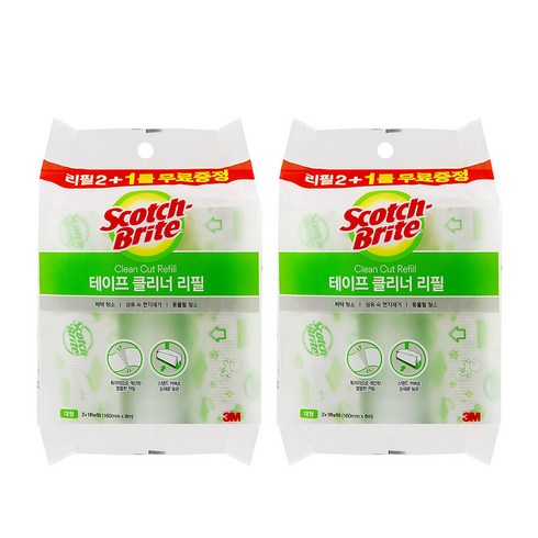 3M 스카치브라이트 대형 테이프클리너 리필(2+1입), 2세트
