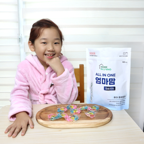 엄마맘 캡슐세제 초고농축 세탁 일반 통돌이 드럼 세탁기 올인원 세제 60개입, 1개