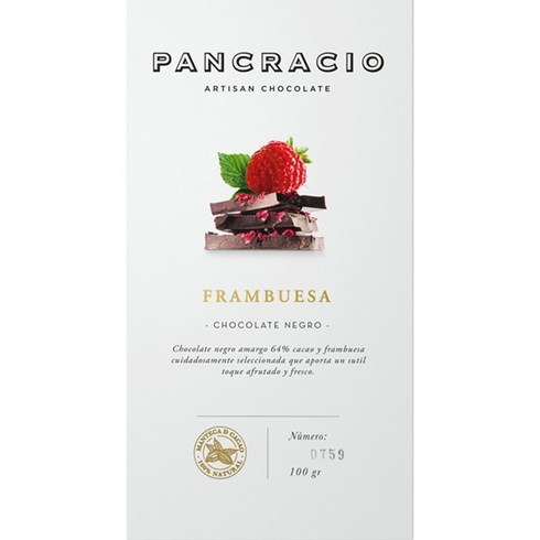 2024년 가성비 최고 판크라시오초콜릿 - 스페인 Pancracio 판크라시오 64% 카카오 라즈베리 다크 초콜릿 바 100g 5팩, 5개