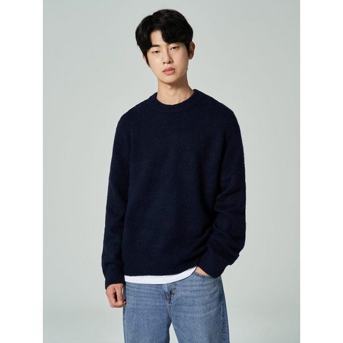 에잇세컨즈 [ ] 기모 라운드넥 니트 네이비 (423X51LY1R)