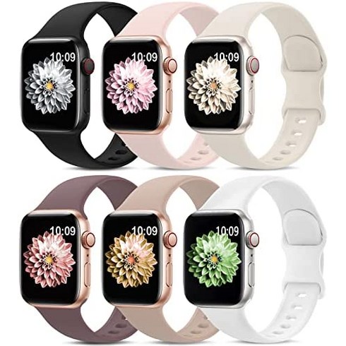 애플 워치 밴드 38mm 40mm 41mm 42mm 44mm 45mm 49mm와 호환되는 스포츠 6팩 실리콘 방수 스트랩 iWatch 시리즈 울트라 8 7 6 5 4 3 2 1 S, [02] 42/44/45/49mm, [08] 스타화이트라이트/핑크패드/밀크티/스모크바이올렛