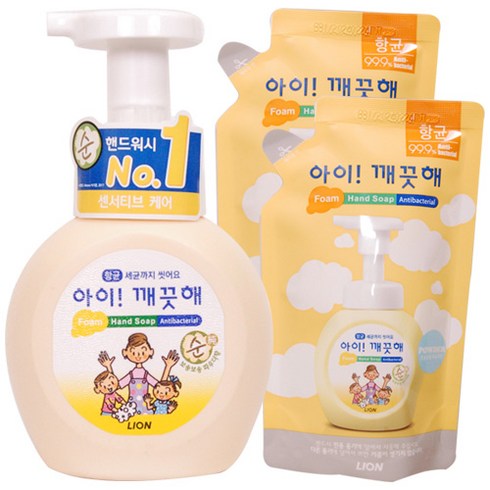 아이깨끗해 핸드워시 순 250ml + 200ml x 2p 세트, 1세트