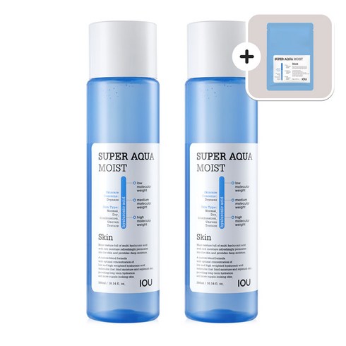 IOU 수퍼아쿠아 모이스트 대용량 스킨, 아이오유 스킨X2개+마스크팩1매, 300ml