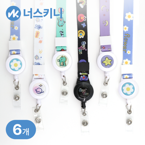 너스키니 릴형 캐릭터 사원증 목걸이 줄 간호사 릴홀더 카드 명찰 목걸이, 6개, A캐릭터