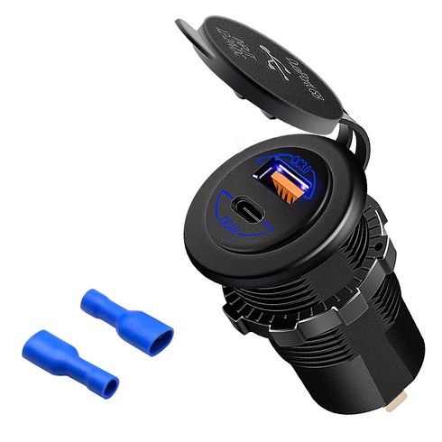 빠른 충전 4.0 듀얼 충전기 소켓 12V 24V DC 빠른 자동차 충전기 충전기 ABS 화염 지연 재료 USB 어댑터 빠른 충전, 단말기