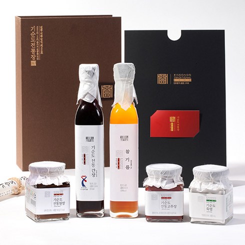 명인 제35호 기순도전통장 참기름&장세트 1호 된장180g + 고추장180g + 죽염140g + 간장250ml + 참기름250ml