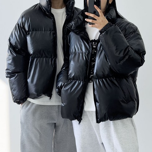 2023년 가성비 최고 lg유광잠바 - 남녀공용 숏 패딩 유광패딩 커플 점퍼 겨울 잠바 투웨이 지퍼 파카