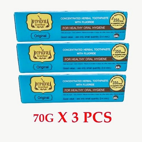 태국콩알치약 - 콩알치약 / tepthai/ 태국 텝타이 허브 치약 블루 (오리지널 ) 70 g x 3 개, 3개, 70g
