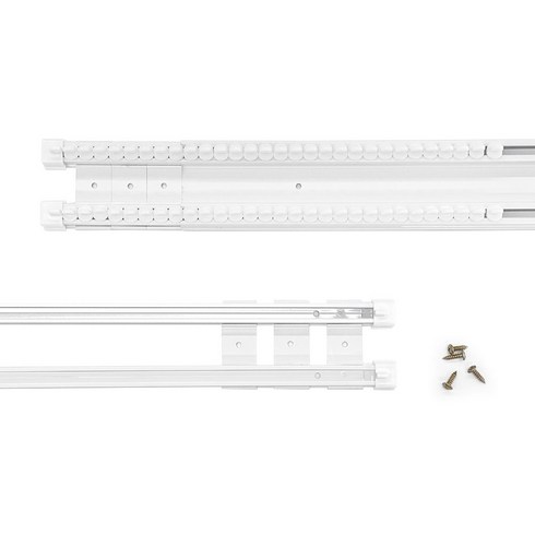자동커튼레일 - 더원홈데코 길이조절 저소음 전착 이중 커튼레일, 화이트