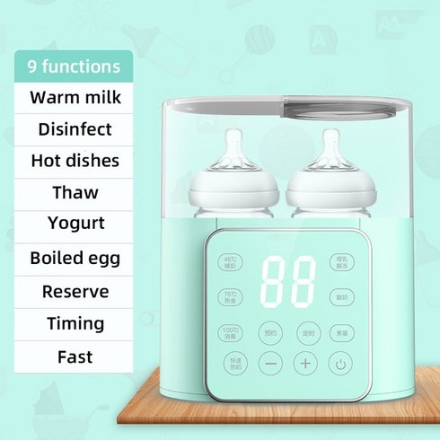 에디슨플러스스팀소독기 - 젖병 소독 살균 기 Hibobi-9 인 1 베이비 보틀 워머 패스트 푸드 히터 BPA 프리 정확한 온도 조절 브레, [01] 220V, 02 Green_01 220V