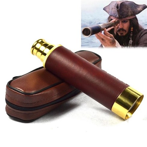 Mini Telescope Brass Pirate Monocular 25x30 Collapsible Vintage Monocular for View Watching Games T, as show, 하나