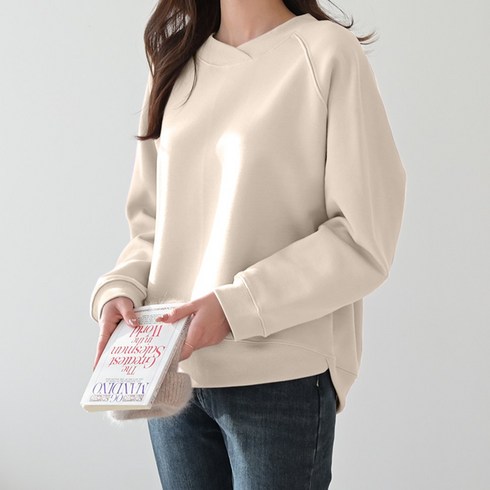 2023년 가성비 최고 예쁜맨투맨 - 데일리앤 샤빈 가을 겨울 얇은 기모 루즈핏 언발 나그랑 맨투맨 티 래글런 나그랑 루즈핏 여성긴팔티
