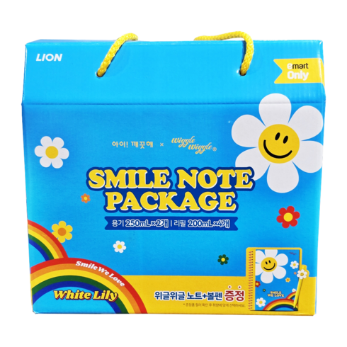 위글위글엘지 - 아이깨끗해 위글위글 스마일노트 패키지 SMILE NOTE PACKAGE WIGGLE WIGGLE, 파란색, 1개, 1300ml