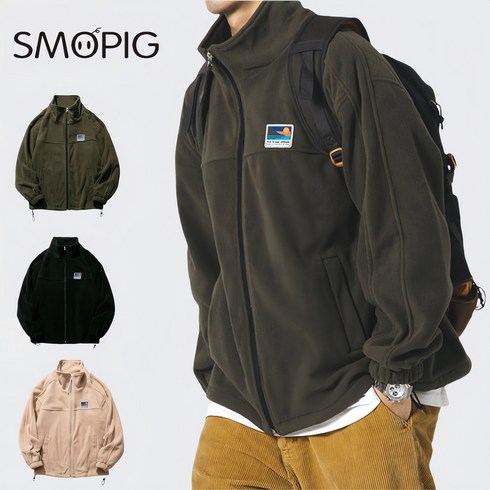 플리스자켓 - SMOPIG 남성 여성 빅사이즈 베이직 플리스 자켓 후리스 집업 자켓