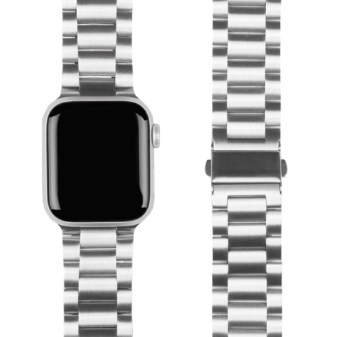 2024년 가성비 최고 애플워치se44mm - 모할랩 애플워치 호환 클라시 메탈 스트랩 + 보호필름, 01실버, 44mm