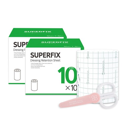 슈퍼픽스(SUPERFIX)반창고 10cmx10m x 2개 + 안전가위, 1세트