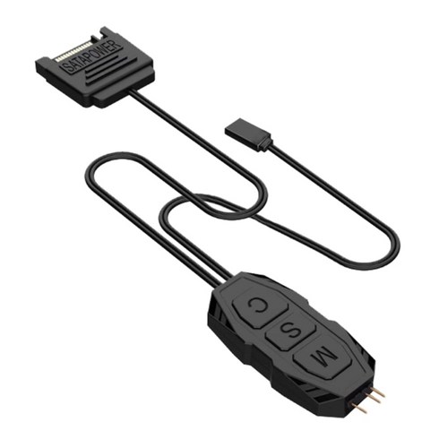 ARGB 컨트롤러 5V 3핀 RGB 컨트롤러 SATA 전원 공급 조명 스트립 리모컨 RGB 동기 컨트롤러 케이블, 한개옵션0