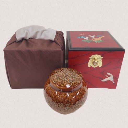 양산길된장 - [길전통식품] 양산 길된장(국산) 도자기 선물 고급형 1.2kg + 보자기포장 설 추석 명절선물 상견례첫인사 감사선물, 1개
