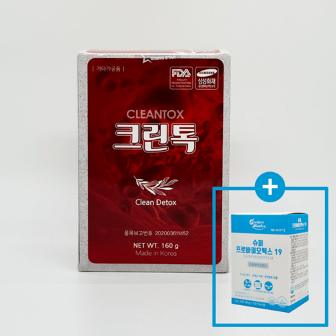 크린톡 - 크린톡 효소 77가지 건강분말 160g + 증정품 유산균 프로바이오틱스, 60g, 1개