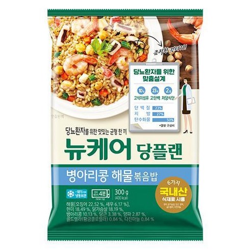 뉴케어당플랜볶음밥 - 뉴케어 당플랜 병아리콩 해물볶음밥 당뇨환자용 식단, 300g, 6개