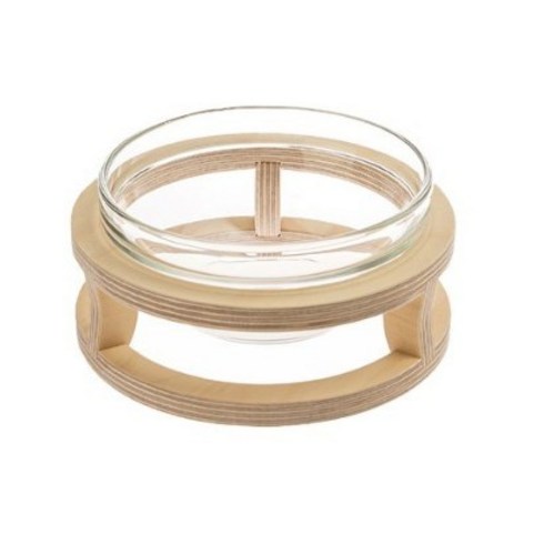 까사미코 강아지 고양이 원목 유리 물그릇 기본형 14 x 8 cm, 혼합색상, 1개