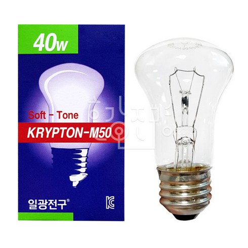 일광전구 - 10개입 일광 국산 백열등 크립톤 40W (220V) M50, 불투명_전구색(노란빛), 일광백열크립톤40W(10개입), 10개