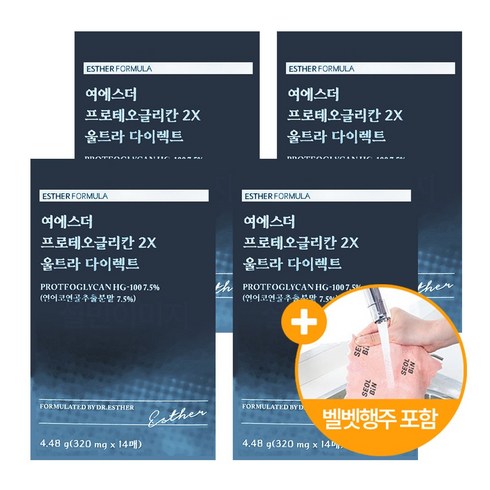 여에스더 프로테오글리칸 2X 울트라 다이렉트 20박스40주분 - 여에스더 프로테오글리칸 2X 울트라 다이렉트 에스더포뮬러 14매 설빈 극세사 벨벳행주 포함, 설빈 행주 1개, 4개, 4.48g