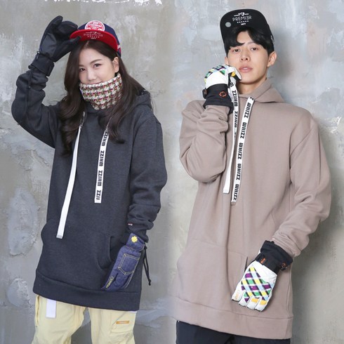 2023년 가성비 최고 보드복톨후드 - WHIZZ 스트랩 톨후드(베이지 챠콜) 남녀공용 보드복 스키복 후드티 기모안감