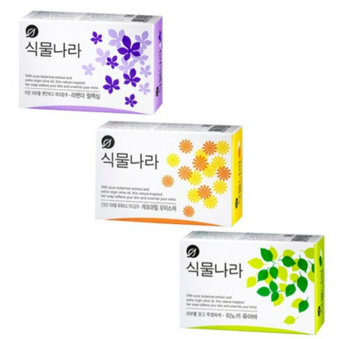 식물나라비누 - 식물나라 세안 비누 100g x12개 (라벤더4+캐모마일4+히노끼4), 12개