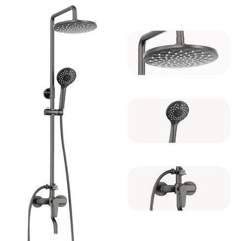 2023년 가성비 최고 예스카모손난로 - 예스카모 해바라기 샤워기 수전세트 스텐 레인샤워, 블랙, 1개