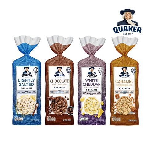 퀘이커 라이스 케이크 4종 택1 / Quaker Gluten-Free Lightly Salted Rice Cakes 4.47oz, 초콜릿 라이스 케이크, 1개