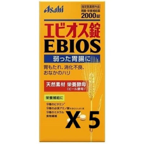아사히 에비오스 2000정 5개세트 천연 맥주효모, 5개