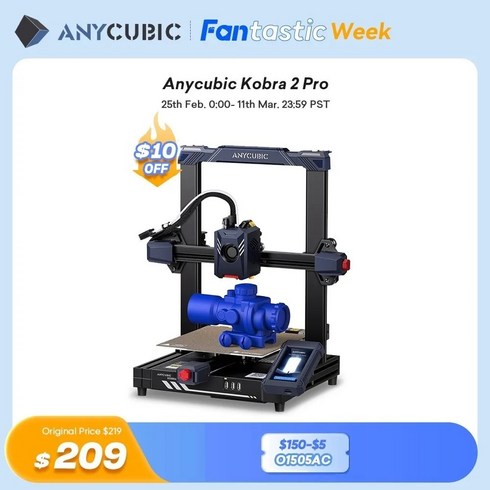 라벨프린터 미니프린터 ANYCUBIC Kobra 2 Pro FDM 3D 프린터 LeviQ 2.0 자동 레벨링 고속 인쇄 속도 25 포인트 9.8 인치/s, 3)Kobra 2 Pro With 2KG